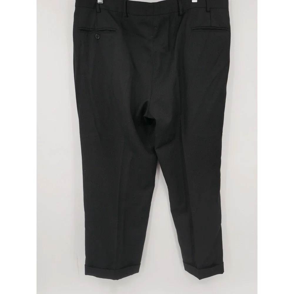Jos A Bank Suit Black with Dark Navy Pinstripe Wool 2 Piece 44S 39x28